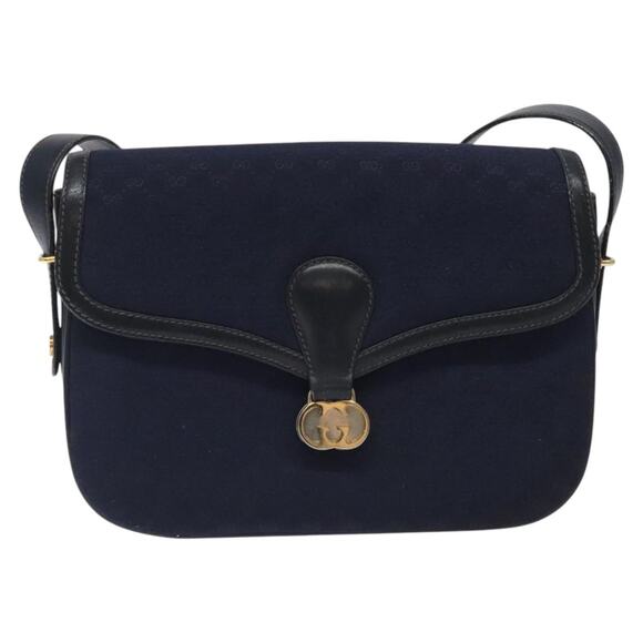 GUCCI Micro GG Canvas Shoulder Bag Navy Gold - Picture 2 of 16